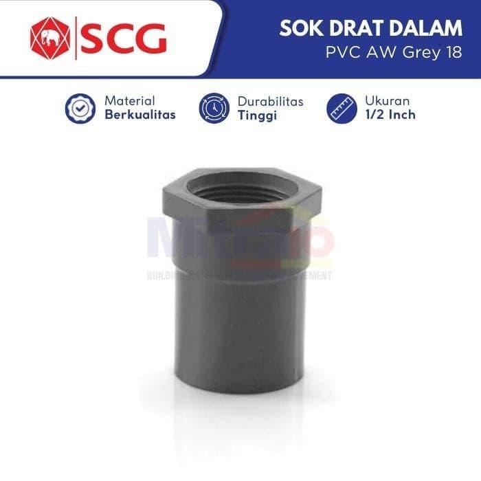 Scg Sok Drat Dalam Pvc Aw Grey 18 1/2 Inch