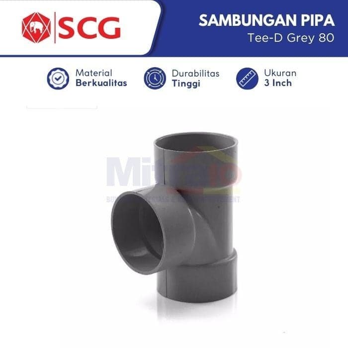 Scg Tee Sambungan Pipa Pvc 3 Arah TEE-D Grey 80 3 Inch