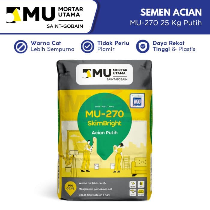 Mortar Semen Acian Plesteran MU-270 25 Kg Putih