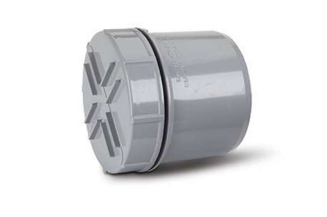 110mm Soil Screwed Access Cap Spigot Tail Grey