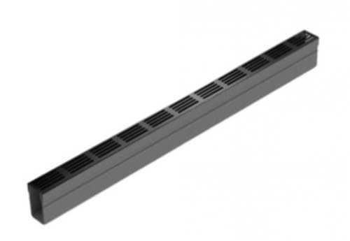 1m Aco Threshold Drain With Black Aluminium Grating / Plastic Casing 60mm x 100mm