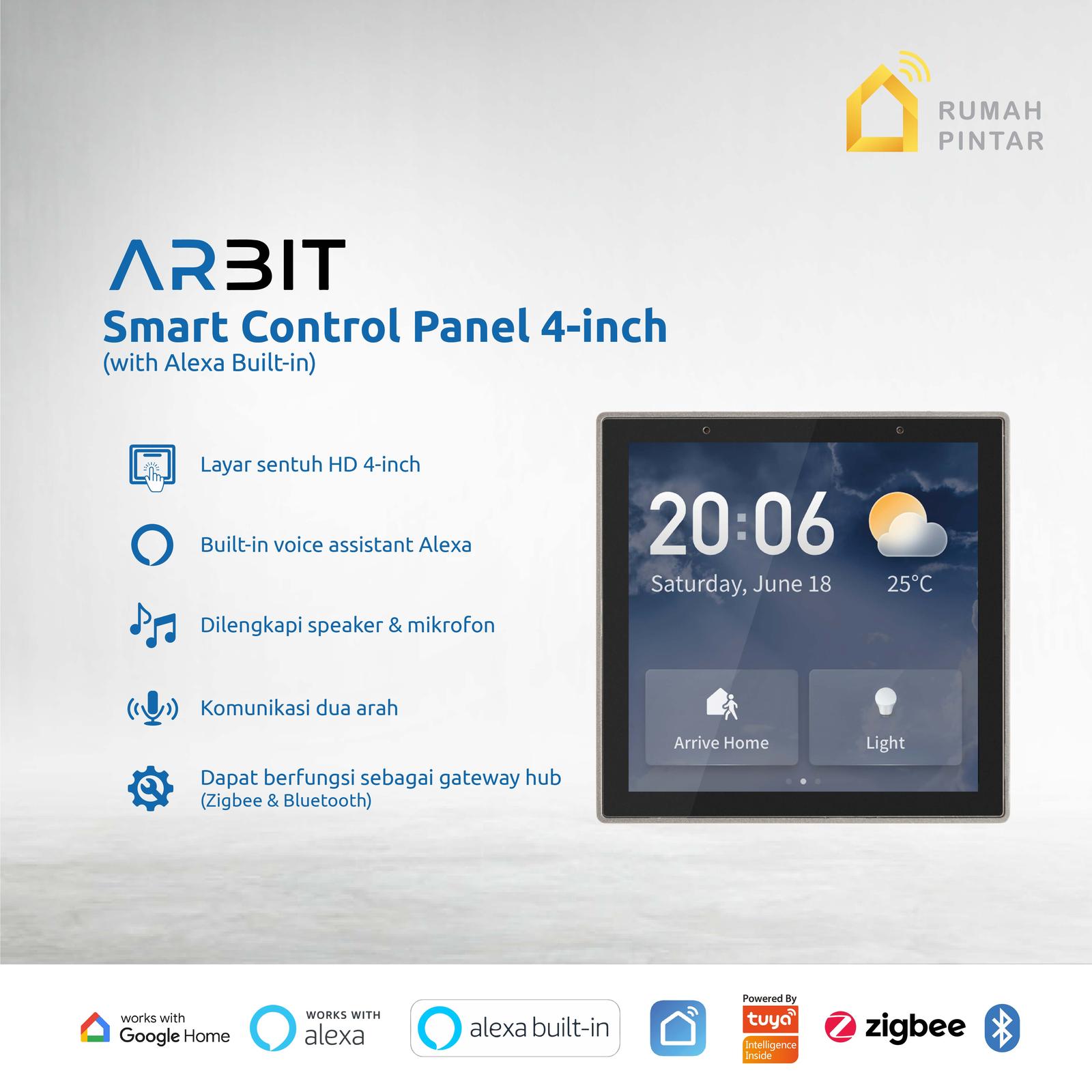 ARBIT Smart Home Control Panel 4 inch with Voice Assistant Alexa built in Tuya Gateway Hub Bluetooth Tuya
