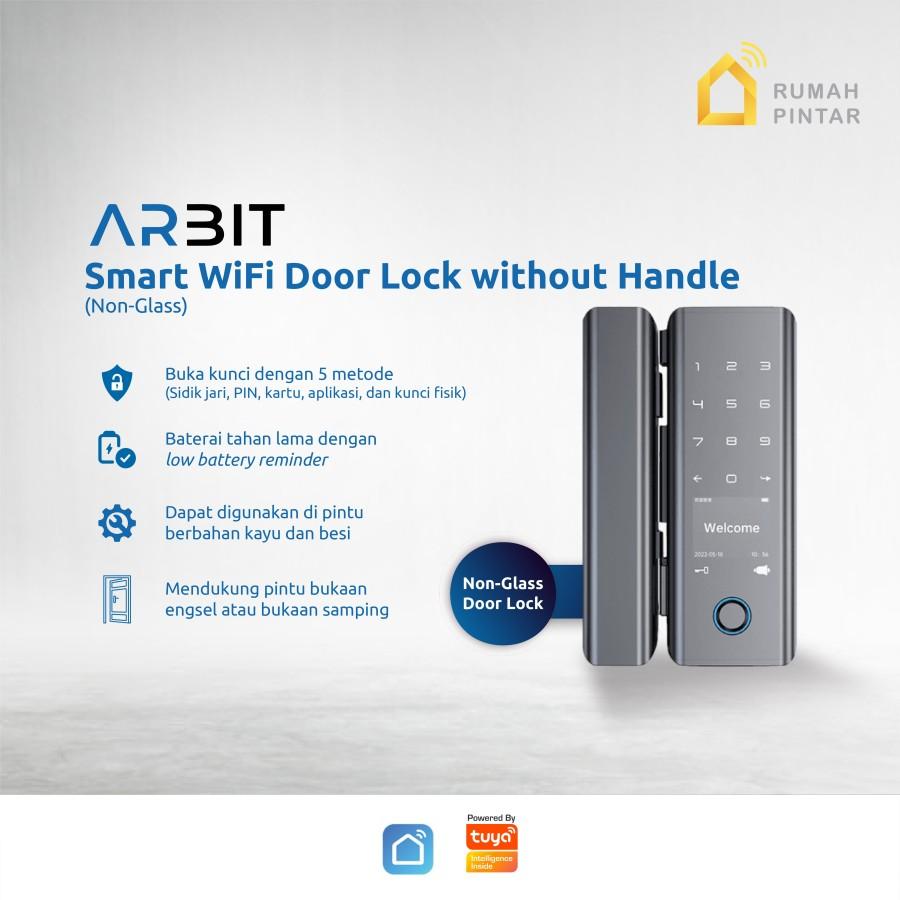 ARBIT WiFi Door Lock without Handle Kunci Pintu Pintar Glass Smart Home Minimalis Tuya Geser Engsel - Grey Non-Glass Door