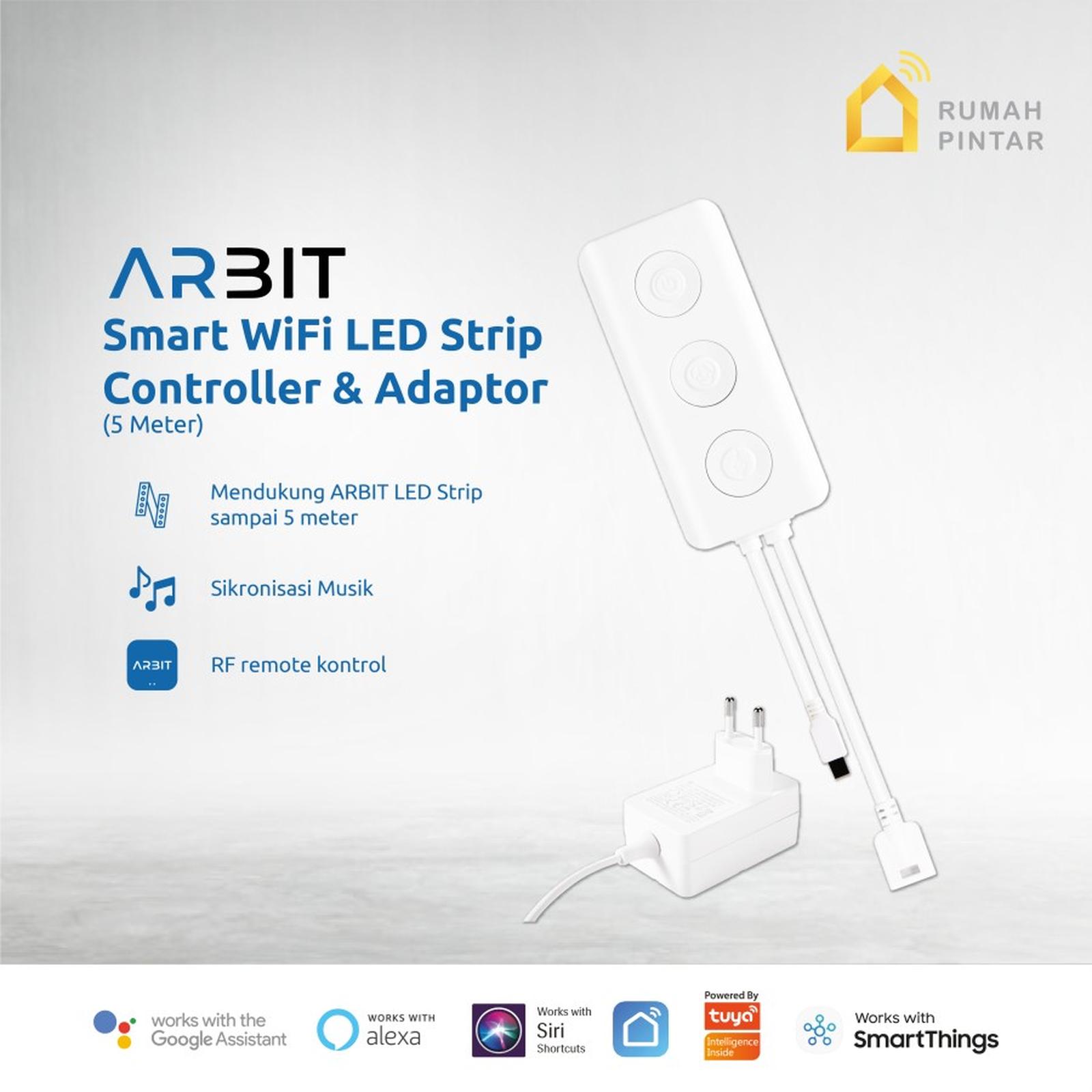 ARBIT WiFi LED Strip Adaptor Power Controller Remote 24V 1A for 5 m Smart Home RGB Tuya - white