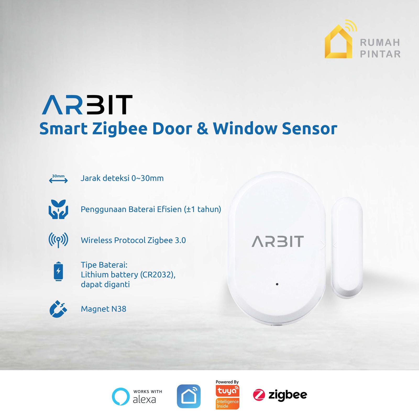 ARBIT Zigbee Door/Window Sensor Security Keamanan Pintu Jendela Pintar Smart Home Tuya - White