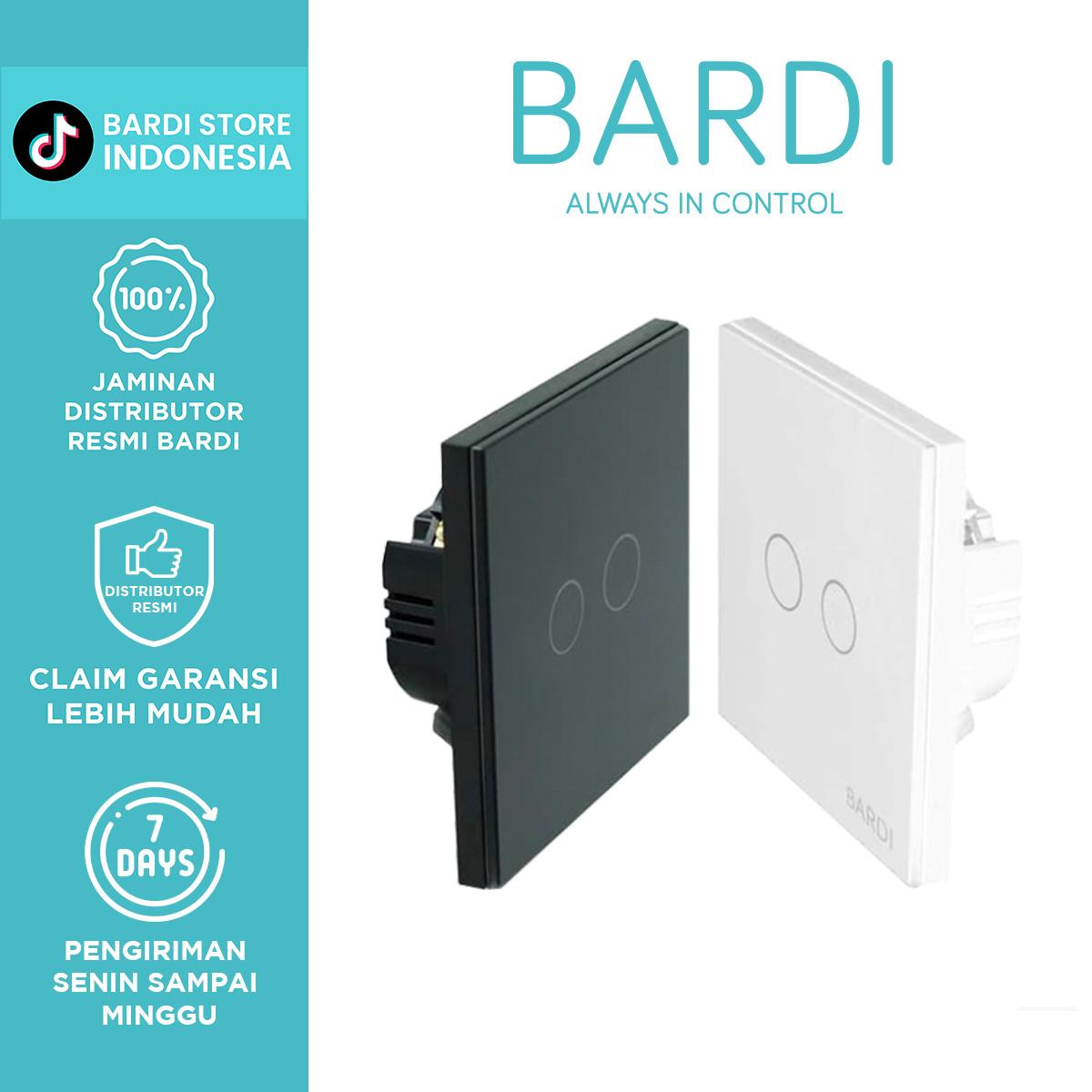 BARDI Smart Light Wallswitch Touch WiFi - EU 2 Gang White /Black Kabel Saklar - Black